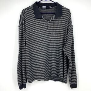 Knightsbridge Vintage Men's Collared Long Sleeve Gray Cotton Blend Polo Size XL